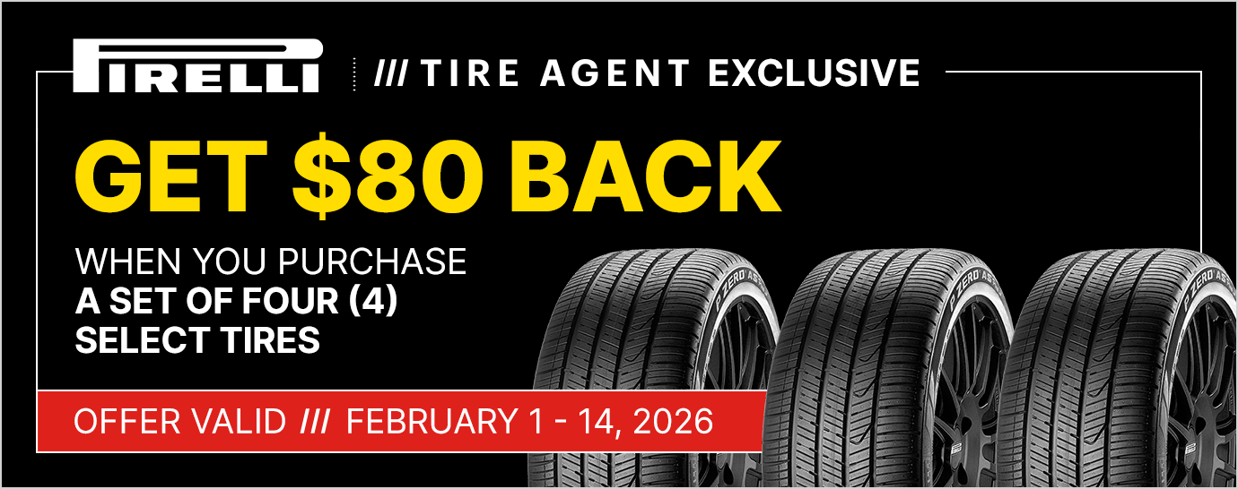 Get $80 back when you purchase a set of four (4) select Pirelli tires