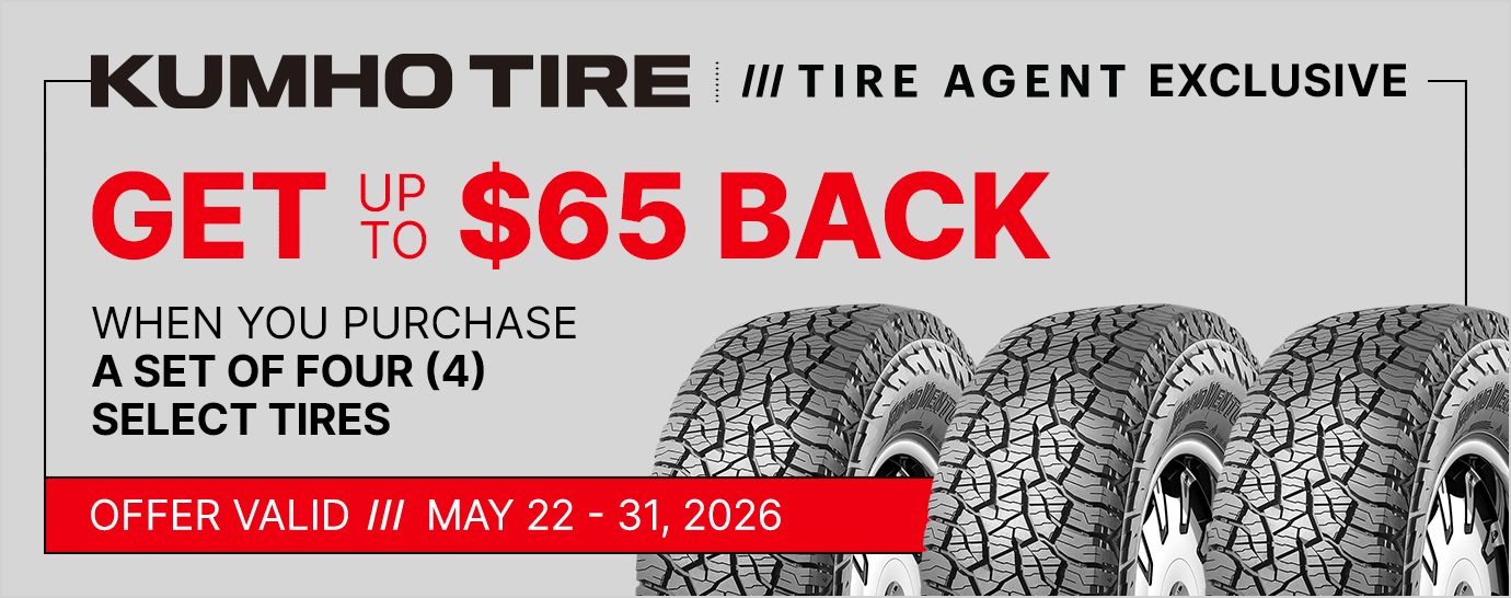 Get up to $65 back when you purchase a set of four (4) select Cooper tires. Offer valid May 22 - 31, 2026.