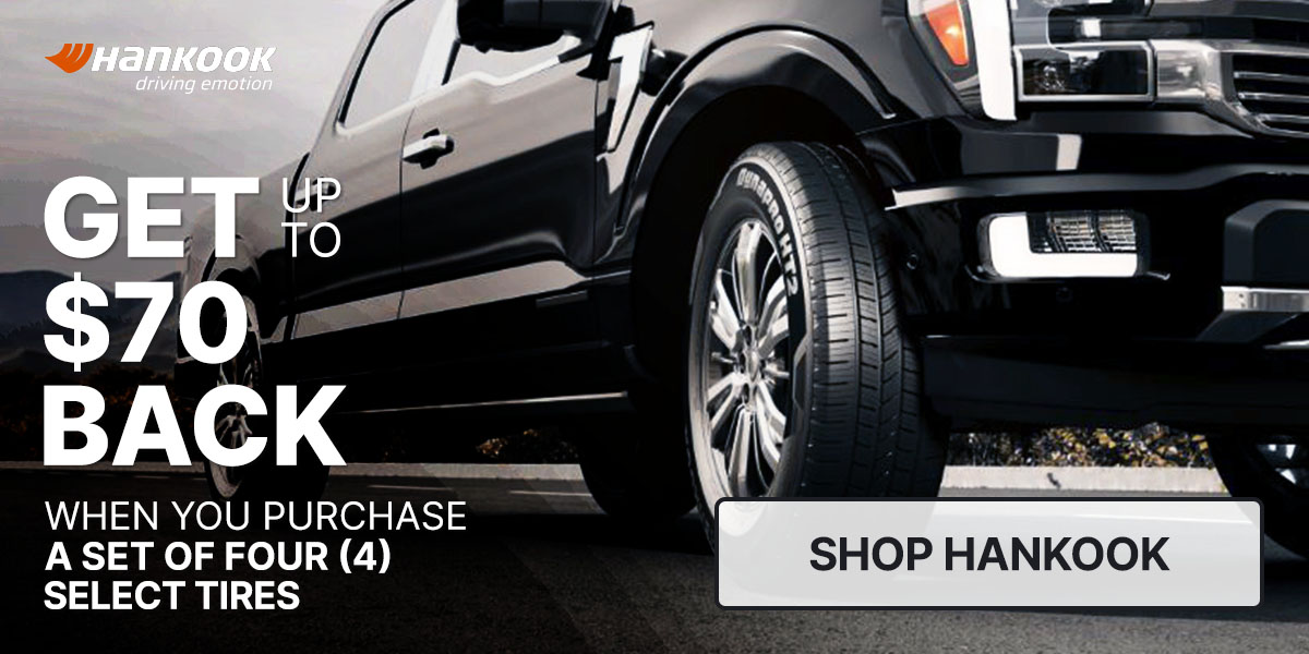 Get up to $70 back when you purchase a set of four (4) select tires