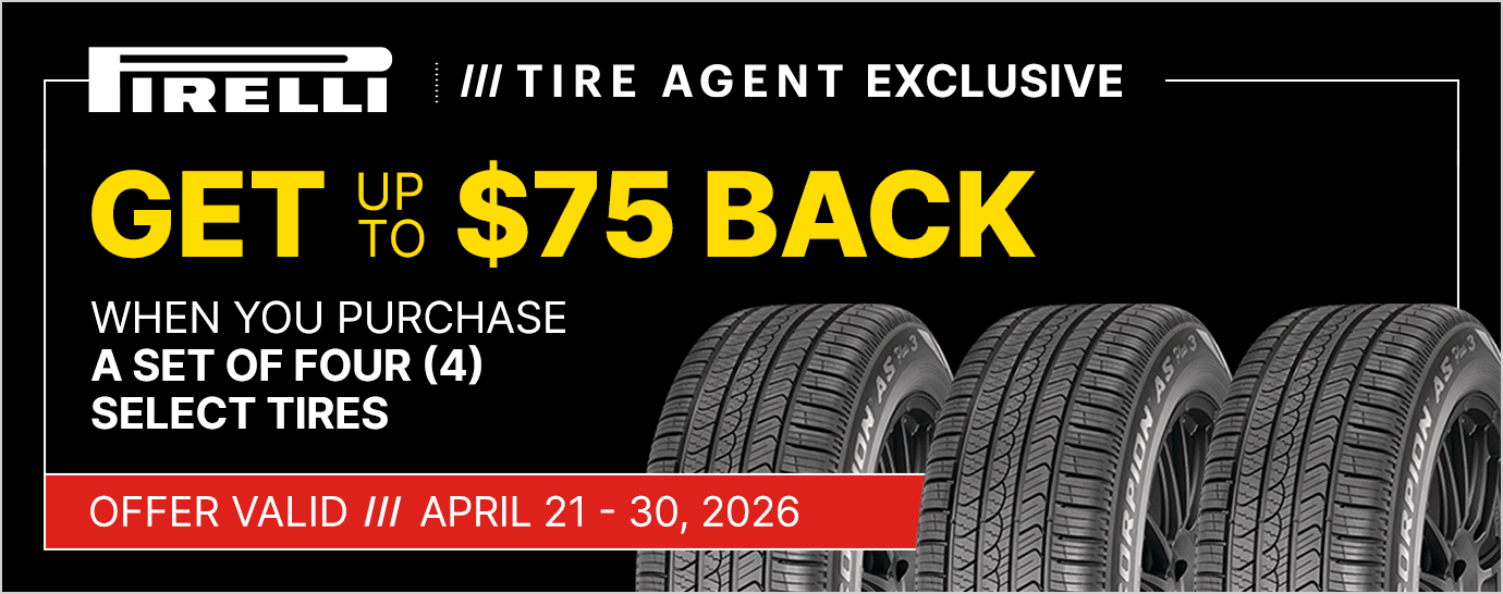 Get up to $75 back when you purchase a set of four (4) select Pirelli tires