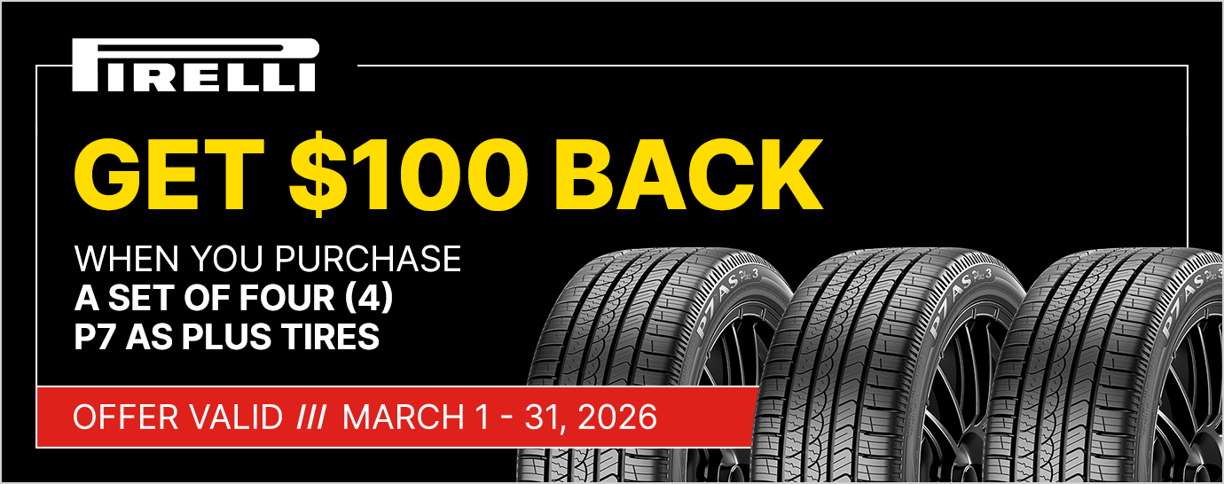 Get $100 back when you purchase a set of four (4) P7 AS Plus tires