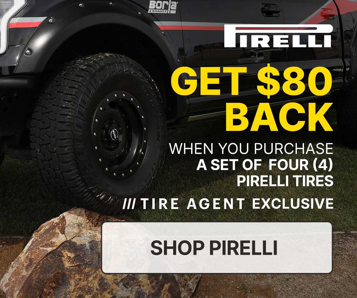 Get $80 back when you purchase a set of four (4) select Pirelli tires