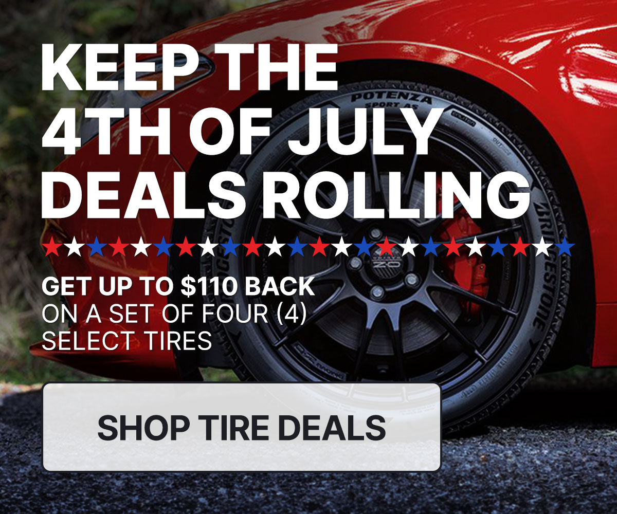 President's Day tire savings up to $100 back* when you purchase a set of four (4) select tires