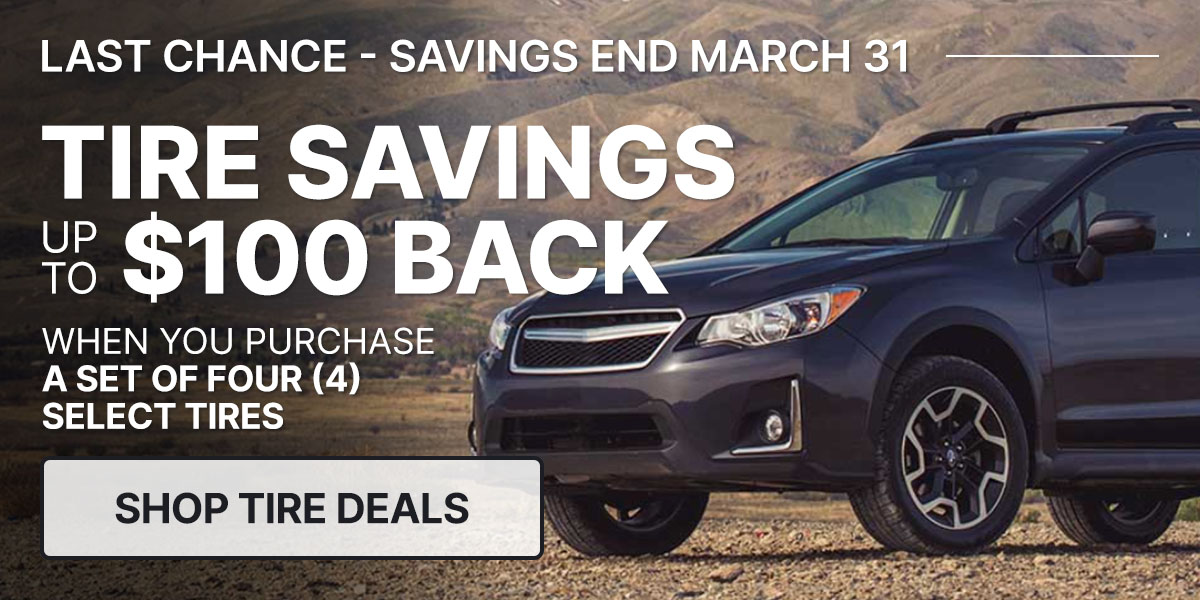 Tire savings up to $100 back when you purchase a set of four (4) select tires