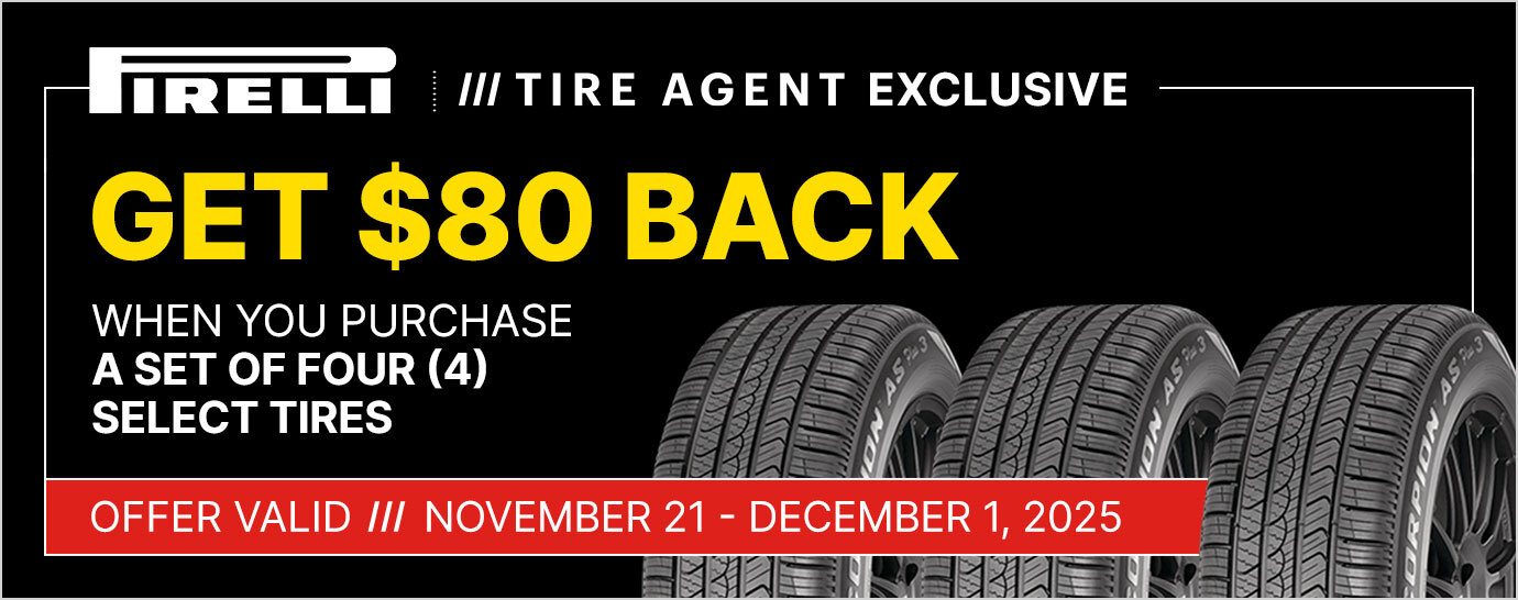 Get $80 back on a set of four (4) select Pirelli tires